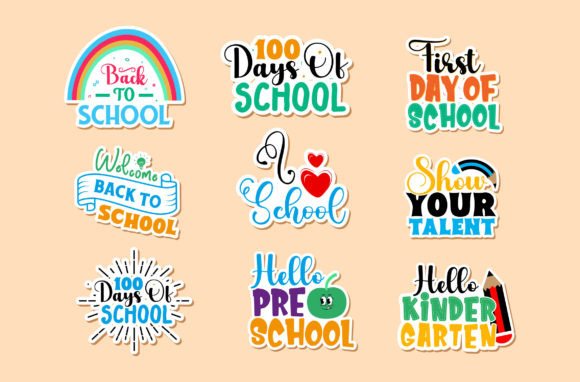 Back to School Lettering Sticker Bundle